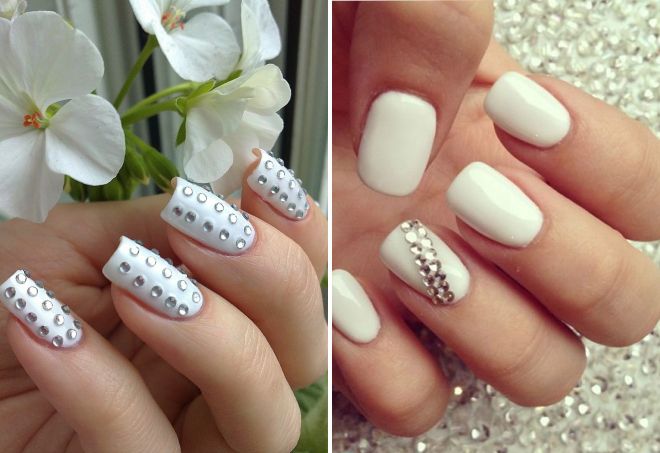 белый маникюр со стразами белый маникюр со стразами