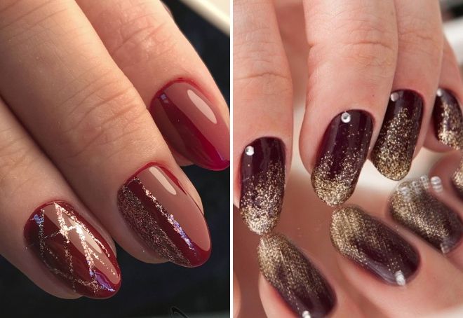 бордовый маникюр с блестками бордовый маникюр с блестками