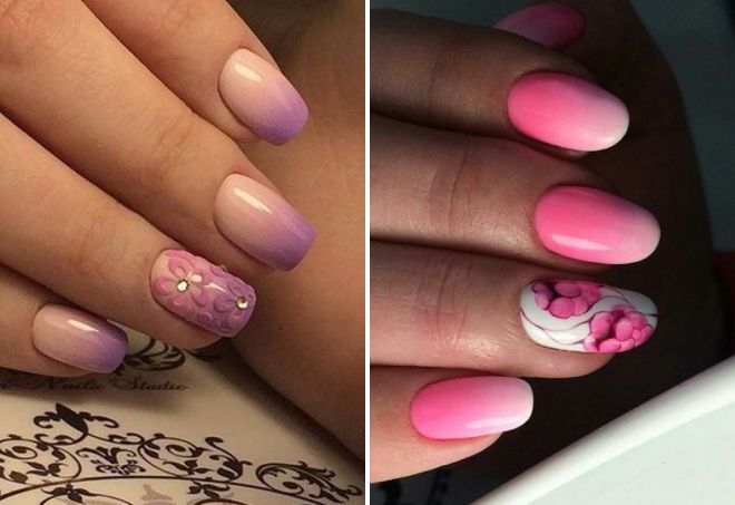 дизайн ногтей омбре с рисунком дизайн ногтей омбре с рисунком