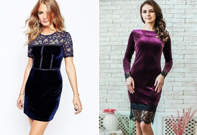 комбинированное платье с бархатом комбинированное платье с бархатом