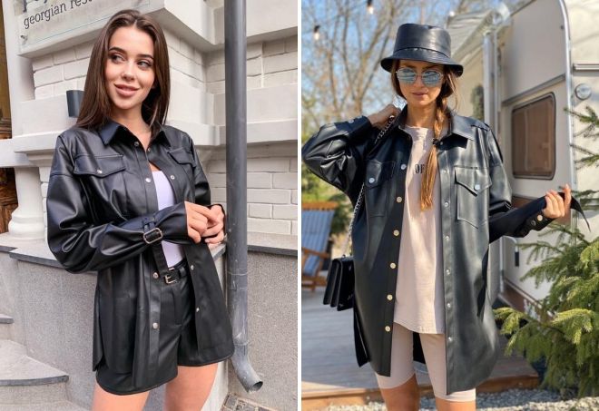 кожаная рубашка оверсайз кожаная рубашка оверсайз