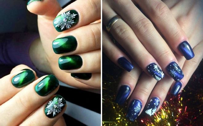 новогодний дизайн ногтей кошачий глаз новогодний дизайн ногтей кошачий глаз