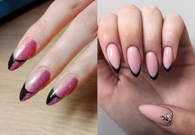 фото10 розовый френч на острые ногти