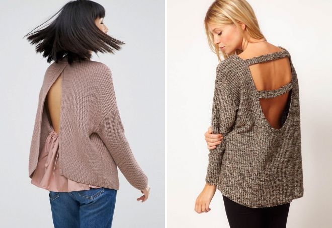 вязаный свитер с открытой спиной вязаный свитер с открытой спиной