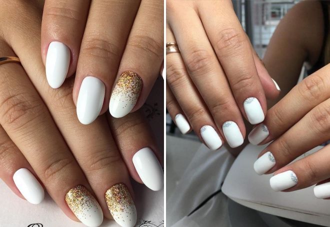 белый маникюр с блестками белый маникюр с блестками