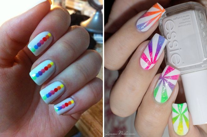 белый маникюр с радугой белый маникюр с радугой