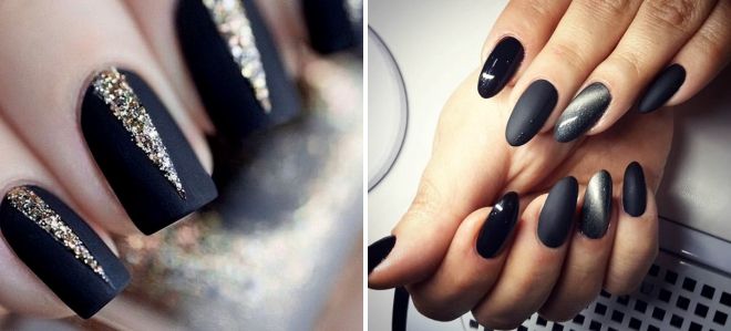 черный матовый маникюр с блестками черный матовый маникюр с блестками