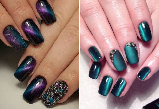 дизайн ногтей омбре кошачьим глазом дизайн ногтей омбре кошачьим глазом