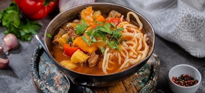 лагман в казане на плите лагман в казане на плите