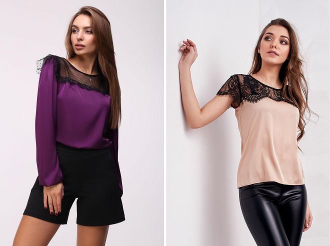 шелковая блузка с кружевом шелковая блузка с кружевом