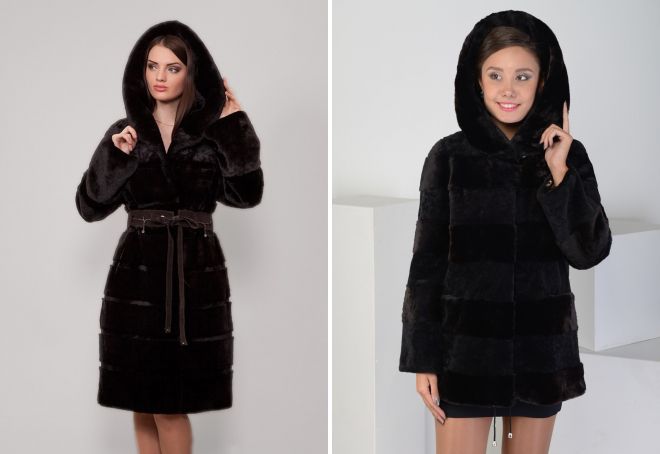шуба из мутона с капюшоном шуба из мутона с капюшоном