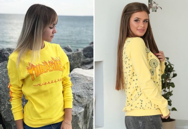 свитшот лимонного цвета свитшот лимонного цвета