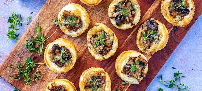 тарталетки с жареными опятами тарталетки с жареными опятами