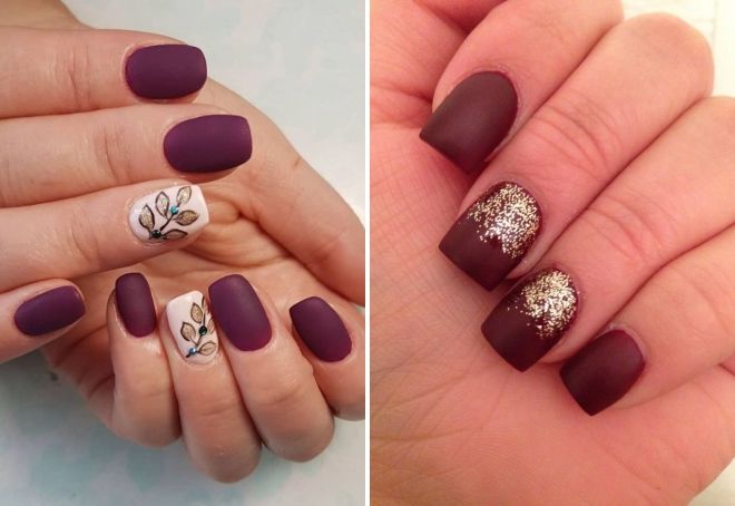 бордовый матовый маникюр с золотом бордовый матовый маникюр с золотом
