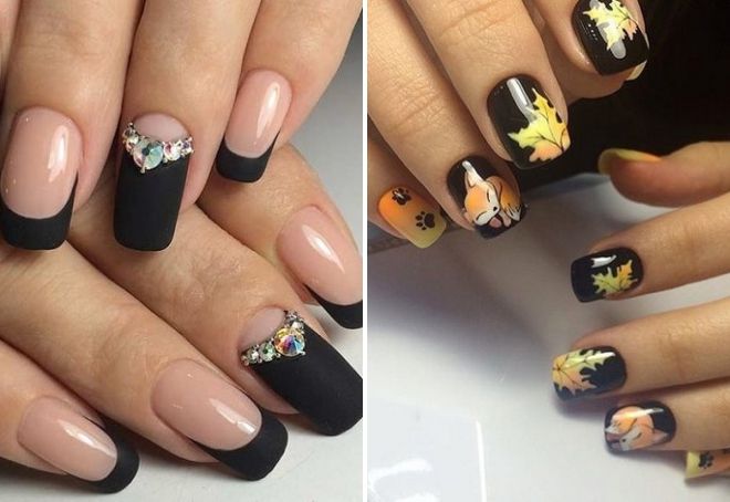 черный осенний маникюр черный осенний маникюр