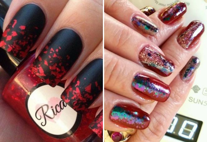 красный маникюр с фольгой красный маникюр с фольгой