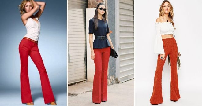 С чем носить красные брюки клеш С чем носить красные брюки клеш