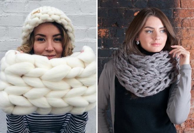 шарф-хомут из толстой пряжи шарф-хомут из толстой пряжи