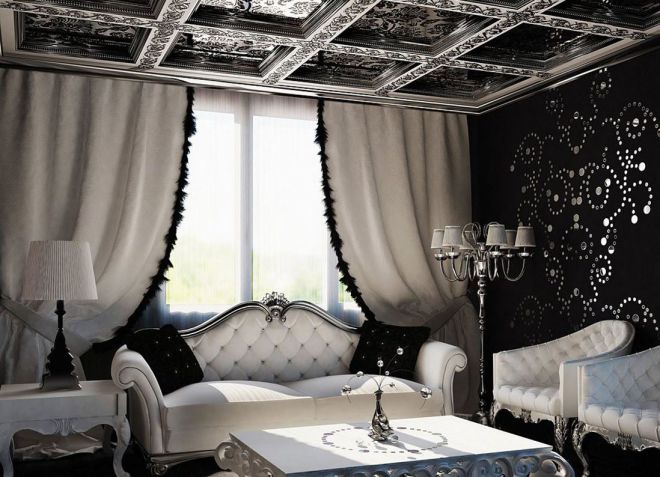 шторы в черно белом интерьере шторы в черно белом интерьере