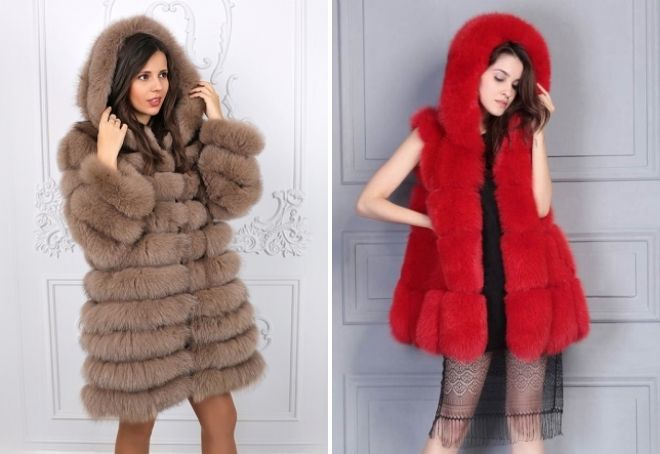 шуба из песца с капюшоном шуба из песца с капюшоном