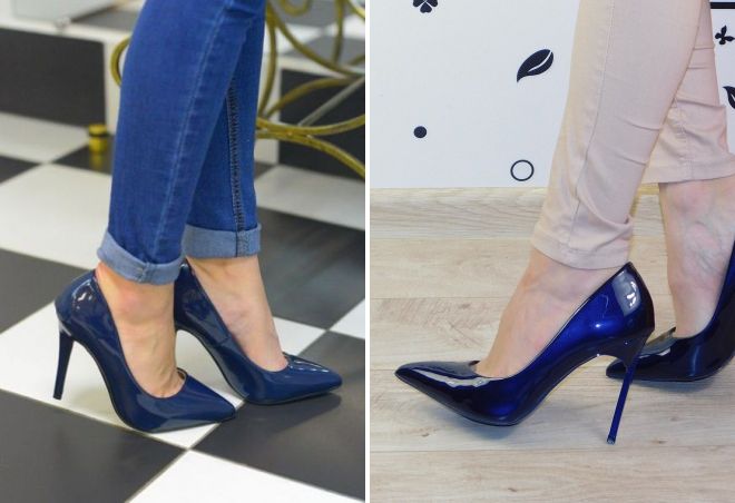 синие лаковые туфли синие лаковые туфли