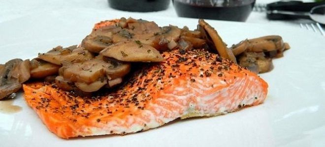 стейк лосося с грибами в духовке стейк лосося с грибами в духовке