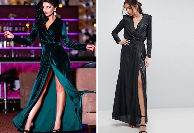 вечерние платья с запахом с рукавами вечерние платья с запахом с рукавами