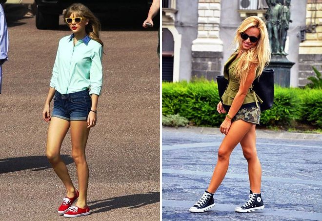 женские летние кеды с шортами женские летние кеды с шортами