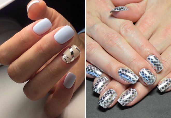 белый маникюр с фольгой белый маникюр с фольгой
