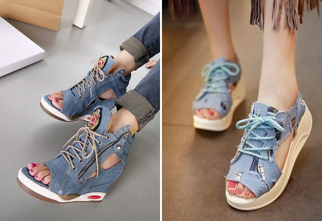 джинсовые кеды с открытым носом джинсовые кеды с открытым носом