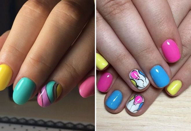 яркий летний маникюр на короткие ногти яркий летний маникюр на короткие ногти