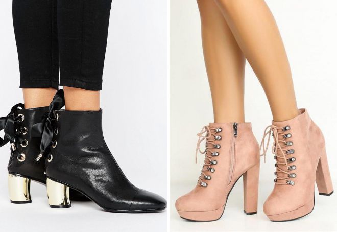 ботильоны со шнуровкой на каблуке ботильоны со шнуровкой на каблуке