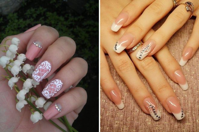 свадебный маникюр с камнями свадебный маникюр с камнями