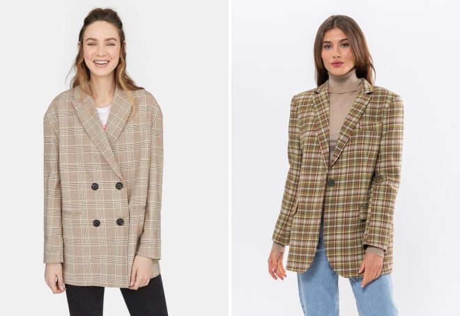 женский пиджак оверсайз в клетку женский пиджак оверсайз в клетку