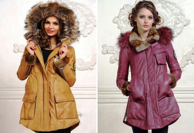 зимняя кожаная куртка парка зимняя кожаная куртка парка