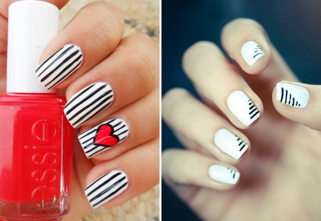 белый маникюр с полосками белый маникюр с полосками