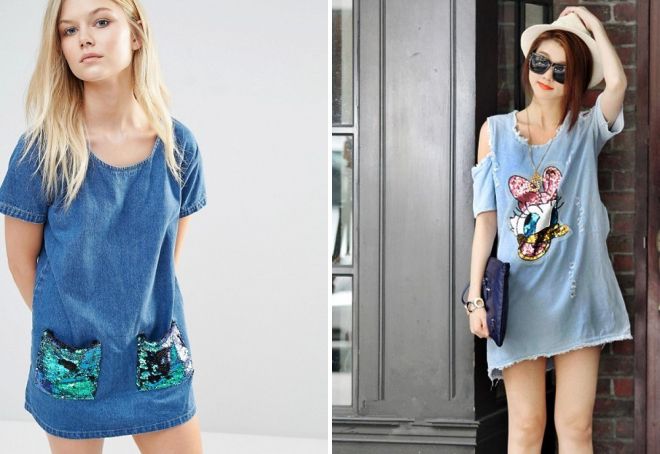 джинсовое платье с пайетками джинсовое платье с пайетками