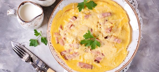 фото15 как приготовить омлет с ветчиной