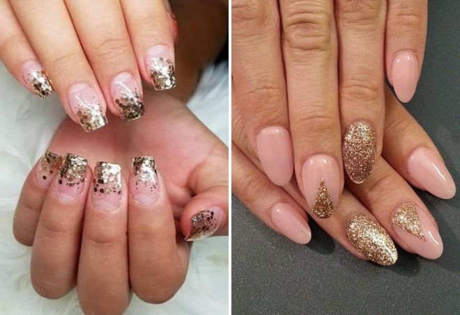 маникюр с золотыми блестками маникюр с золотыми блестками