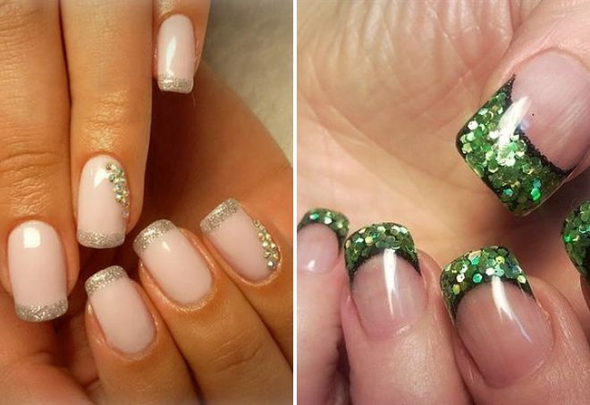 французский маникюр с блестками французский маникюр с блестками