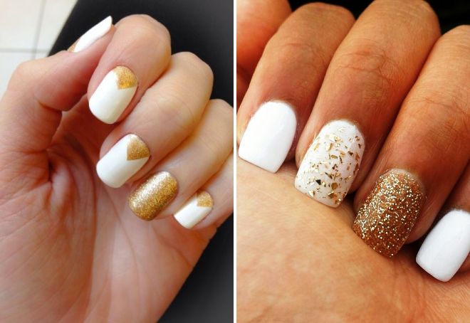 маникюр белый с золотом маникюр белый с золотом