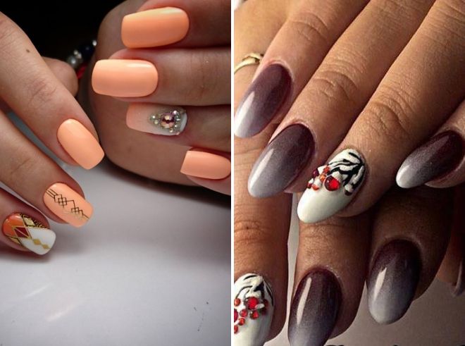 осенний маникюр со стразами осенний маникюр со стразами