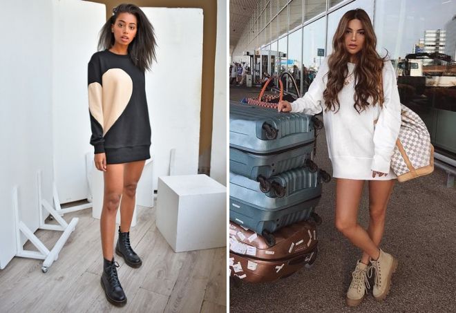 платье свитшот с ботинками платье свитшот с ботинками