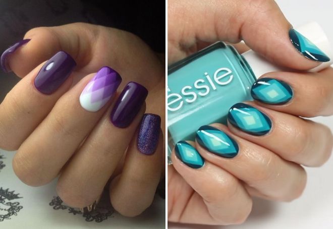 дизайн ногтей ромбики градиентом дизайн ногтей ромбики градиентом