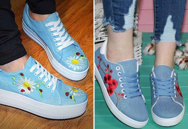 джинсовые кеды с вышивкой джинсовые кеды с вышивкой