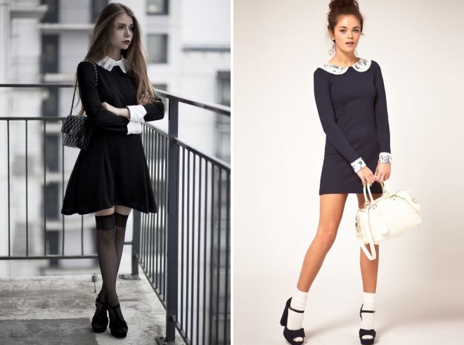 короткое платье с белым воротником короткое платье с белым воротником