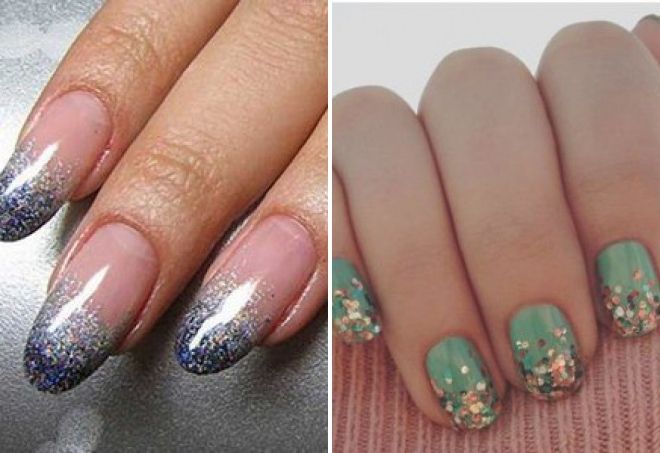 маникюр с блестками на кончиках маникюр с блестками на кончиках