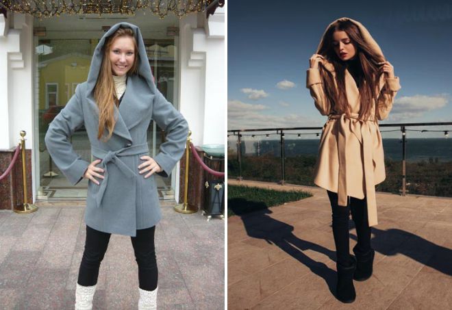 пальто с поясом и капюшоном пальто с поясом и капюшоном