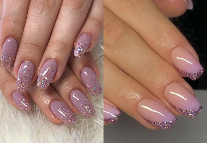 фото17 розовый френч с блестками