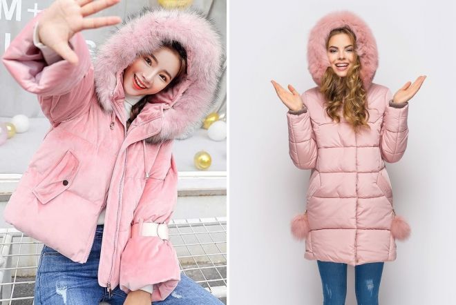 зимняя женская куртка с розовым мехом зимняя женская куртка с розовым мехом